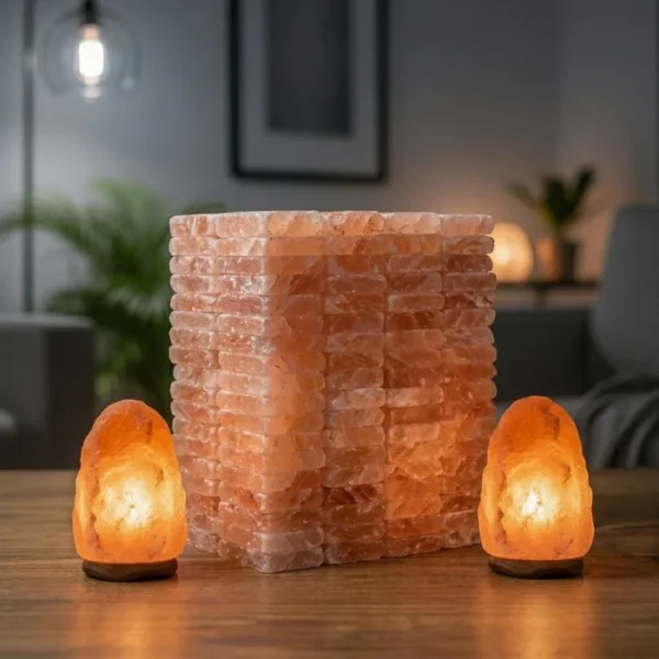 Wellness Studio Bundle – 500 Himalayan Salt Tiles(8x4x1)+ 2 Free Natural Salt Lamp